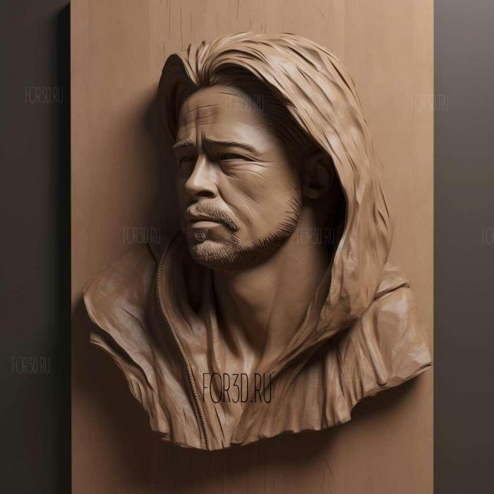 Brad Pitt 3 stl model for CNC